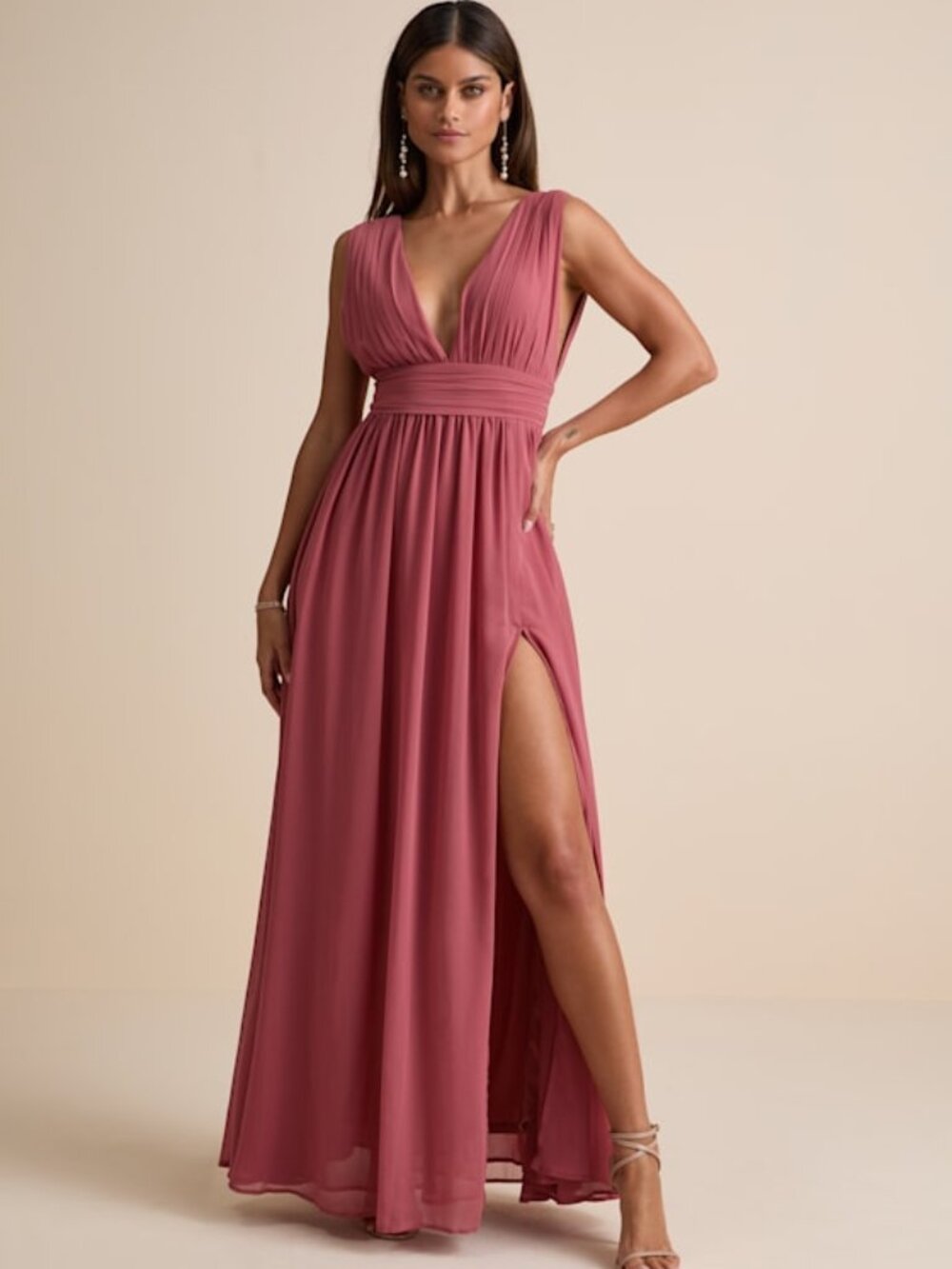 Lulus Heavenly Hues Desert Rose Maxi Dress Pink - Size M